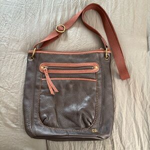 The Sak Brown Leather Crossbody Purse. Size 10”x10.5”